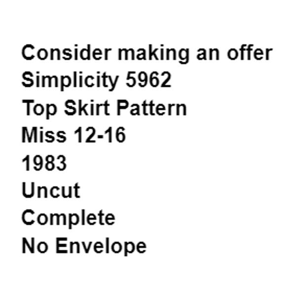 Simplicity 5962 Pattern Top Skirt Miss 12-16 Mock Wrap Tie Vacation Side Pockets - Picture 3 of 7